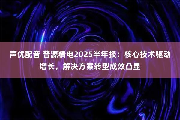 声优配音 普源精电2025半年报：核心技术驱动增长，解决方案转型成效凸显